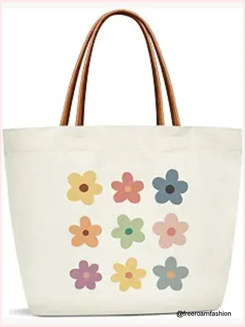 Large Canvas Tote Bag with Leather Handle for Work Travel Gym Shopping